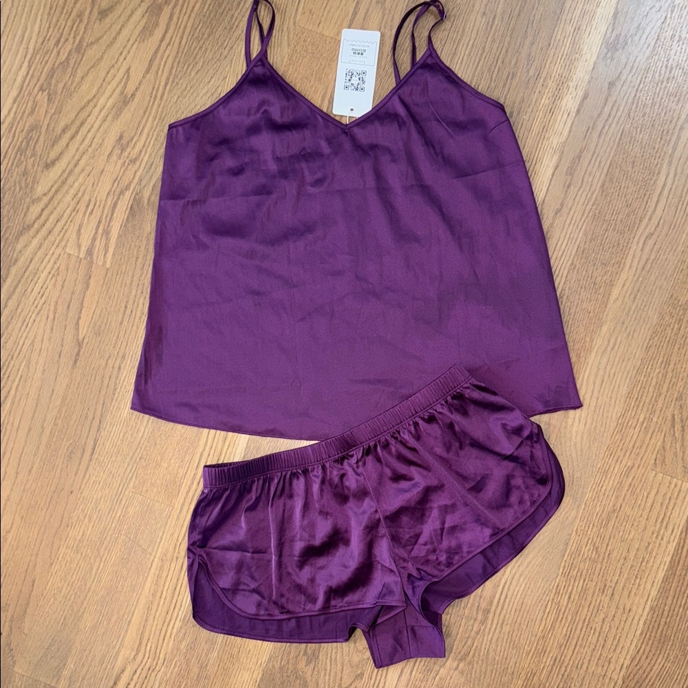 Purple Satin Like Sleepwear Set